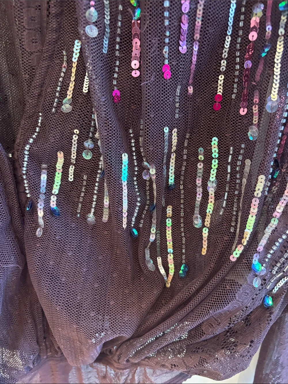 Free People Intimately Business as Usual Embellished Plum Sequin Bodysuit